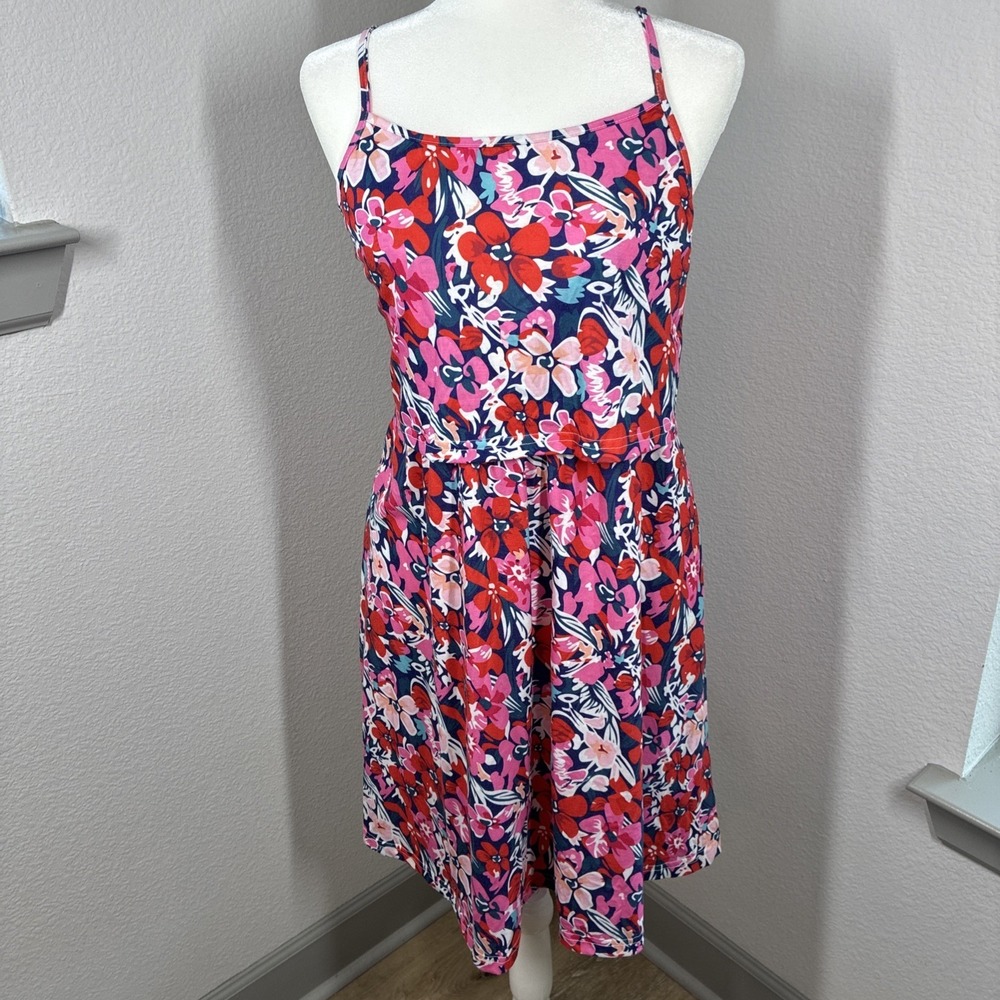 Quinee Tropical Floral Tiered Jersey Mini Dress XL Vacation Beach Resort
